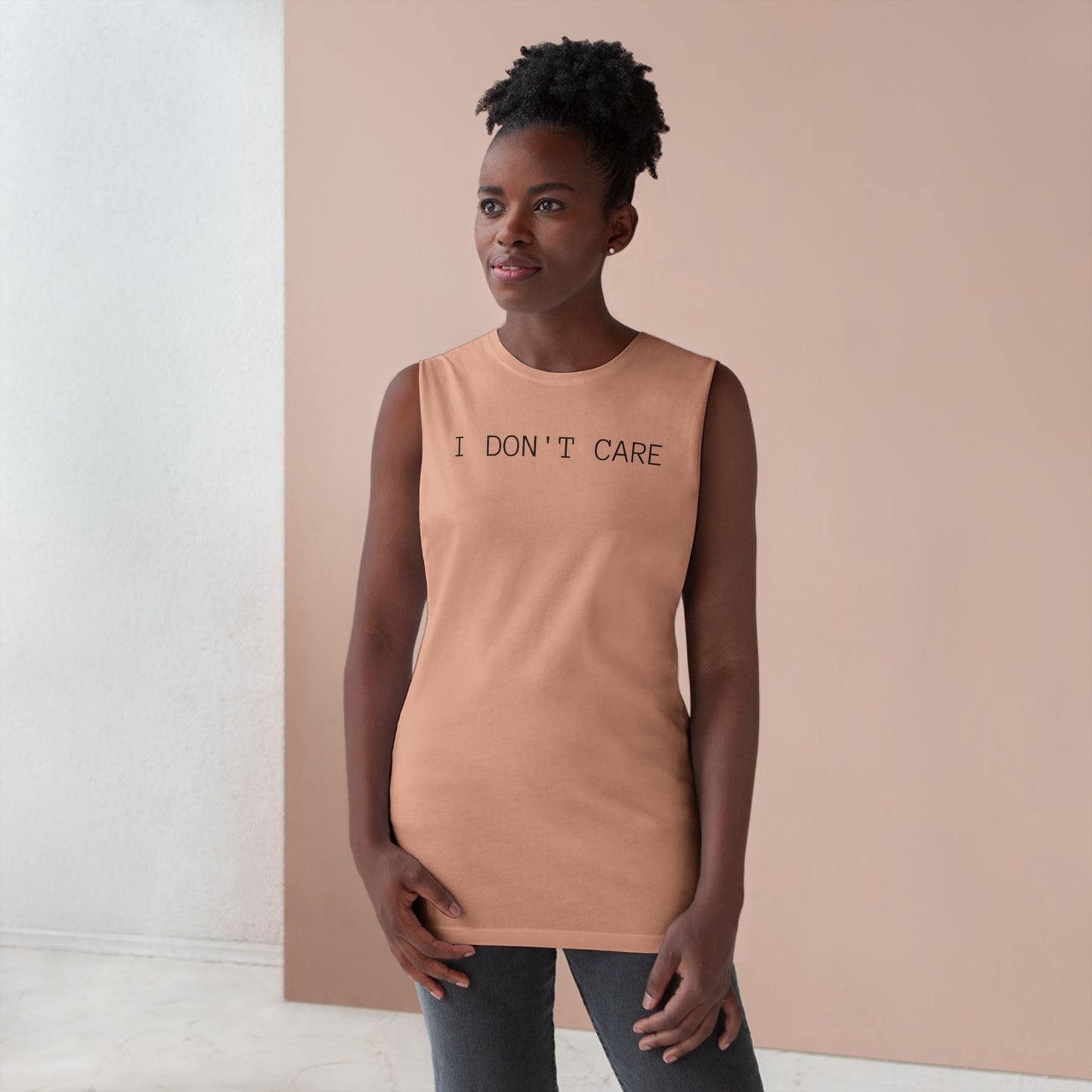 I Don't Care Unisex Barnard Tank - Casual Summer Top, Relaxed Fit Tee, Perfect for Gym, Self-Expression Wear