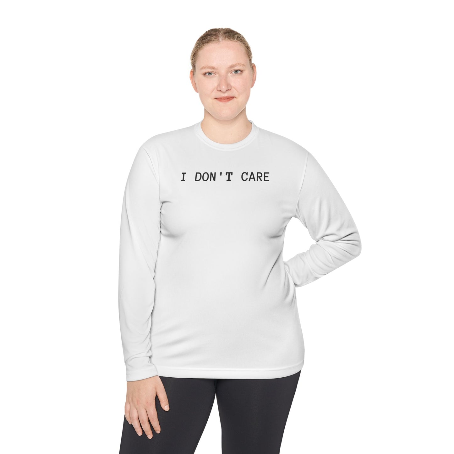 Unisex Lightweight Long Sleeve Tee - I Don't Care, Casual Outfit, Everyday Wear, Stylish Layering