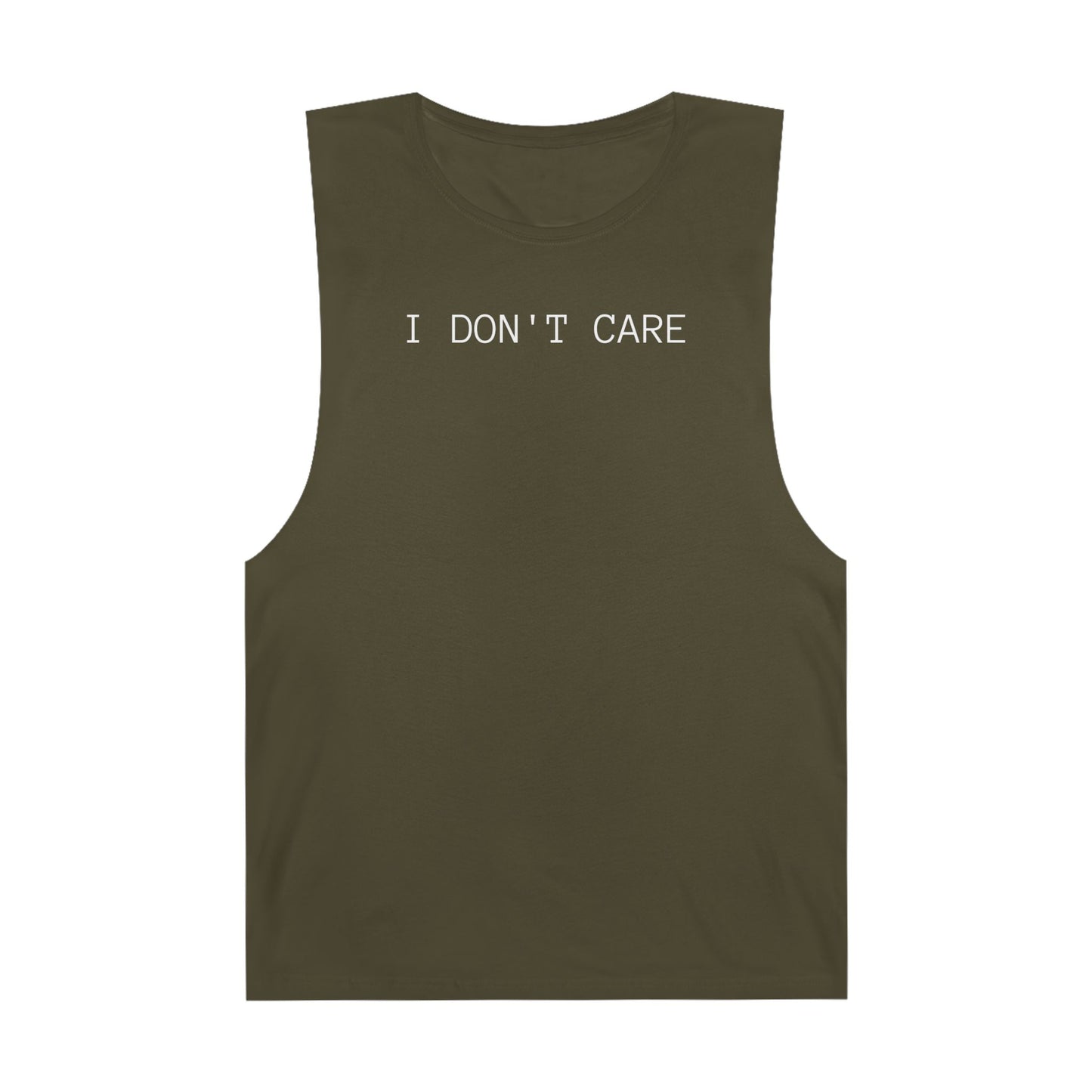 I Don't Care Unisex Barnard Tank - Casual Summer Top, Relaxed Fit Tee, Perfect for Gym, Self-Expression Wear