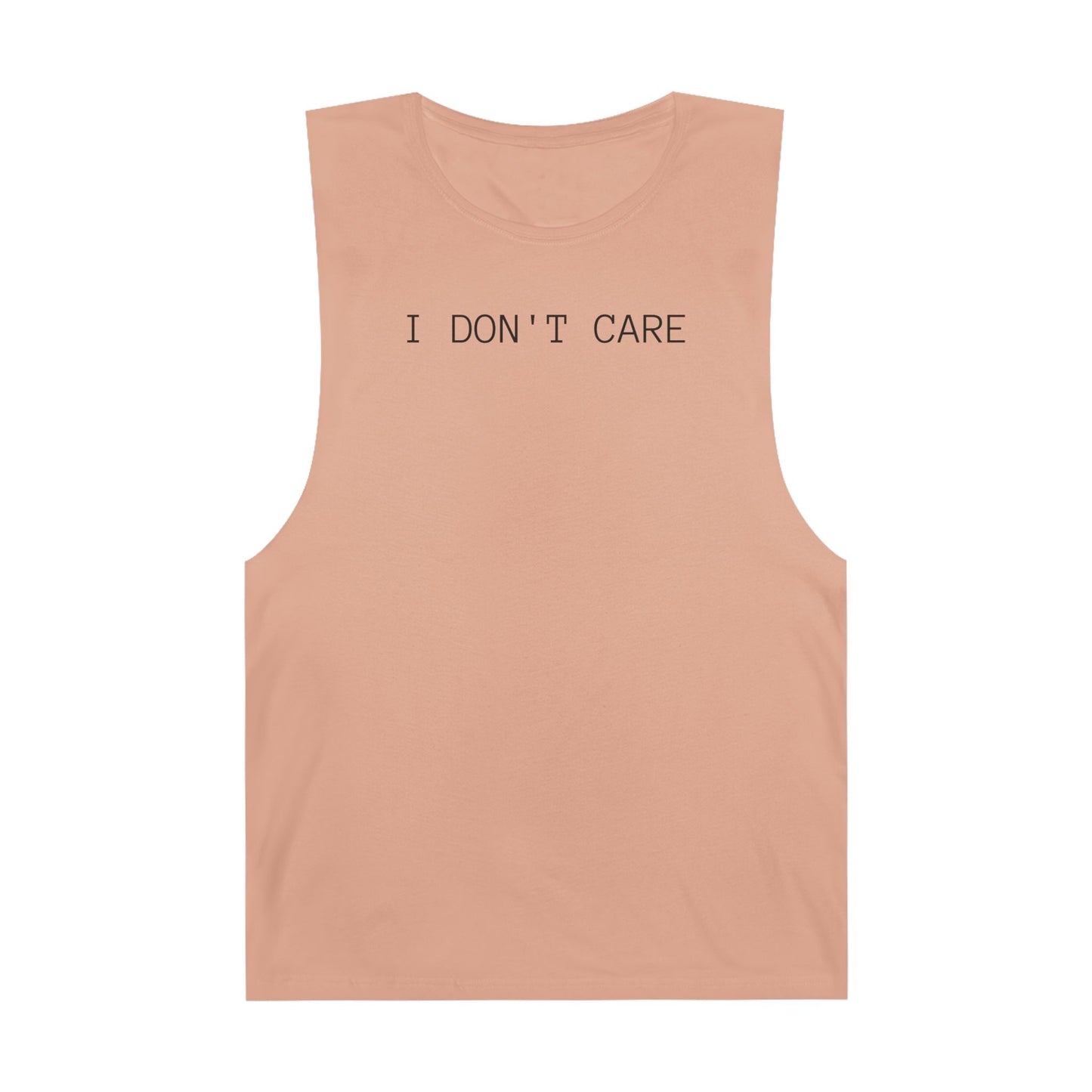 I Don't Care Unisex Barnard Tank - Casual Summer Top, Relaxed Fit Tee, Perfect for Gym, Self-Expression Wear