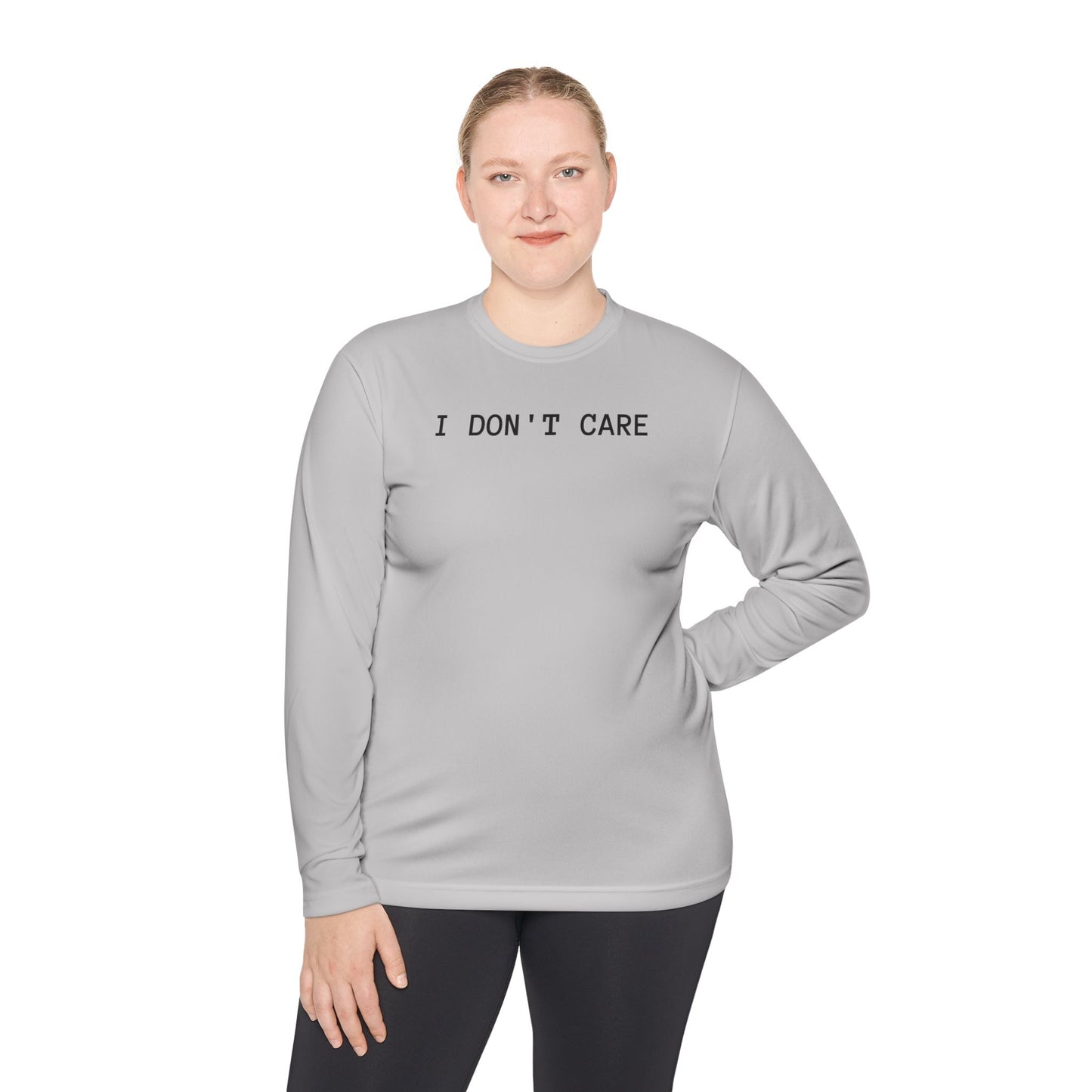 Unisex Lightweight Long Sleeve Tee - I Don't Care, Casual Outfit, Everyday Wear, Stylish Layering