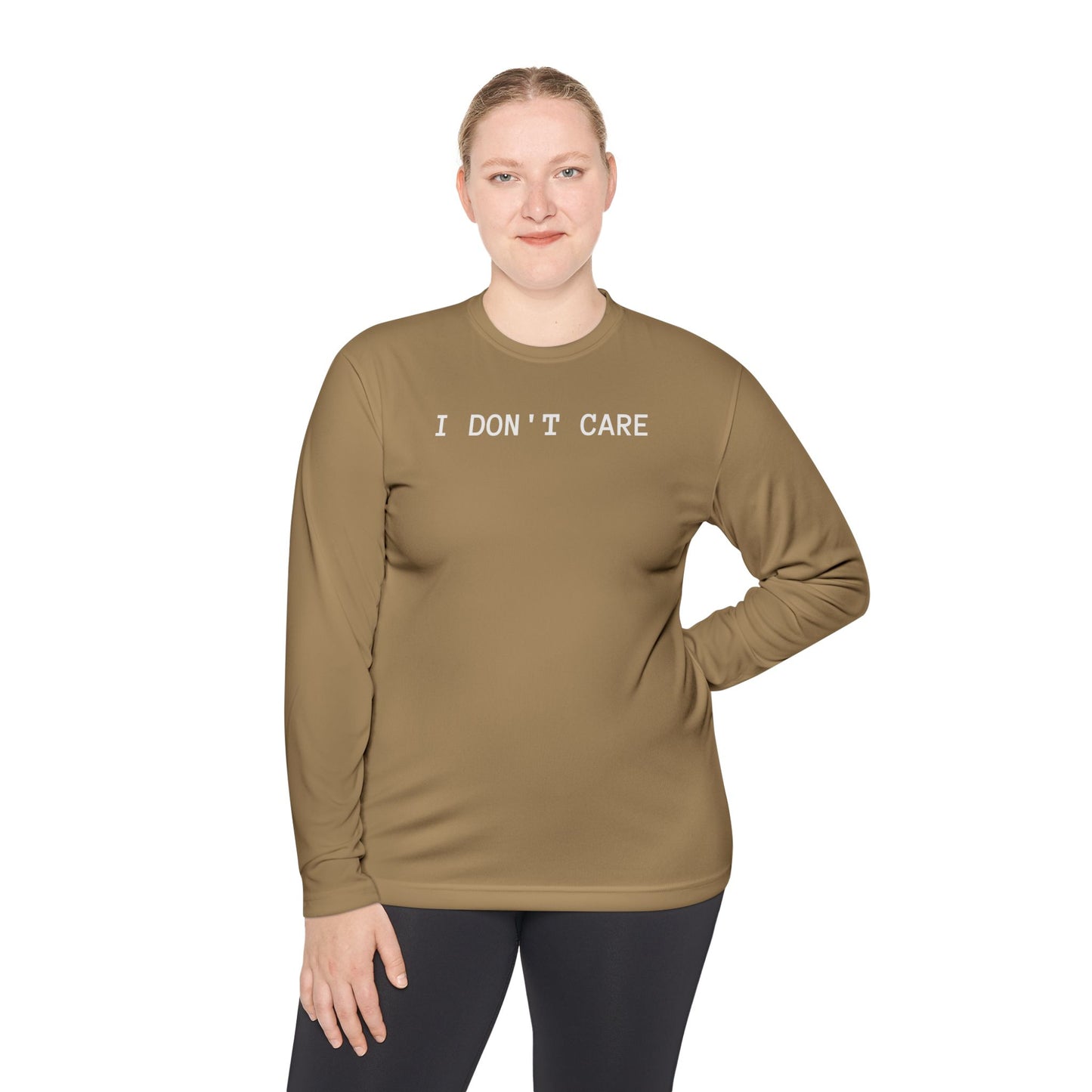 Unisex Lightweight Long Sleeve Tee - I Don't Care, Casual Outfit, Everyday Wear, Stylish Layering