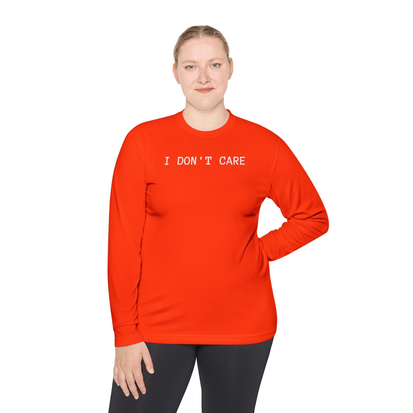 Unisex Lightweight Long Sleeve Tee - I Don't Care, Casual Outfit, Everyday Wear, Stylish Layering