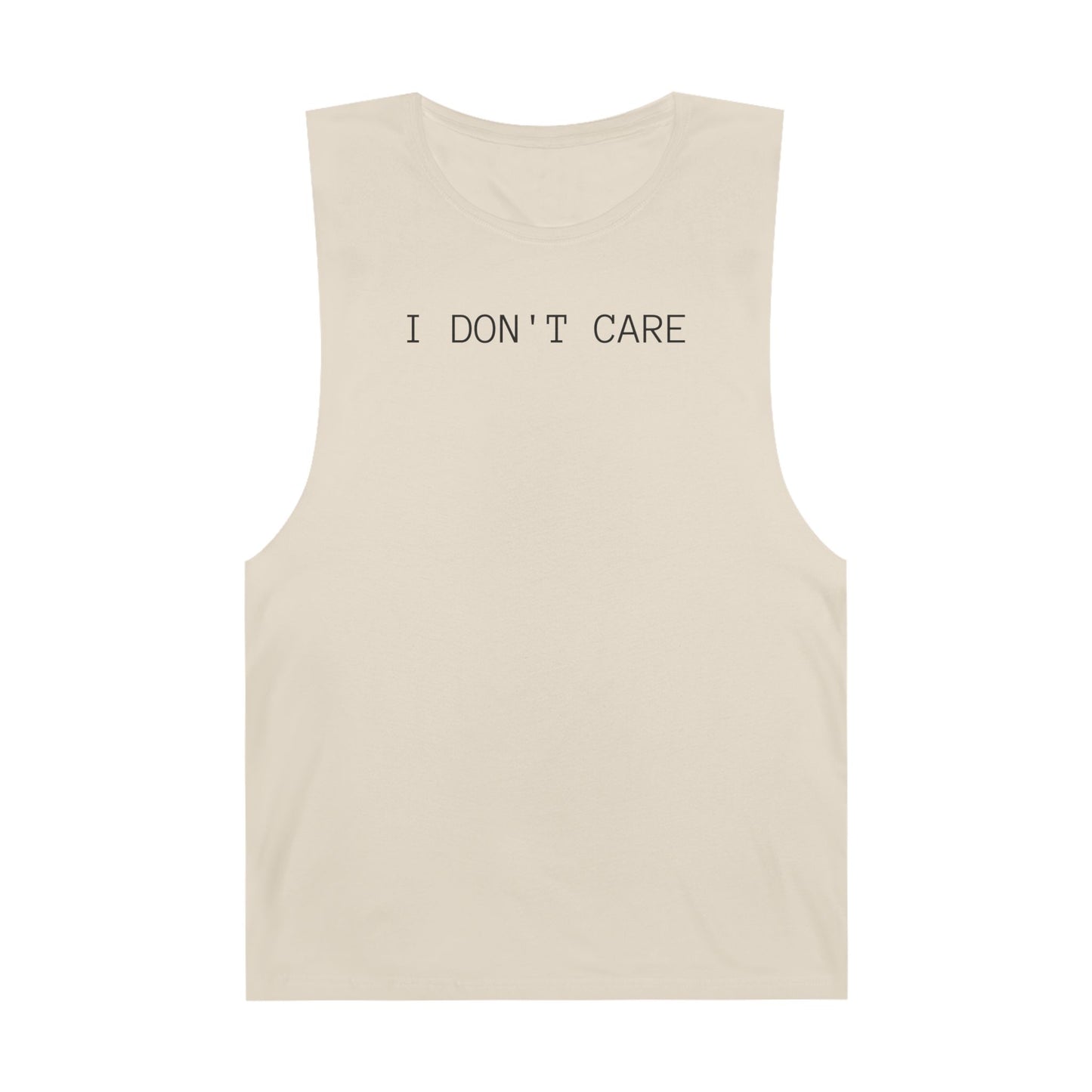 I Don't Care Unisex Barnard Tank - Casual Summer Top, Relaxed Fit Tee, Perfect for Gym, Self-Expression Wear