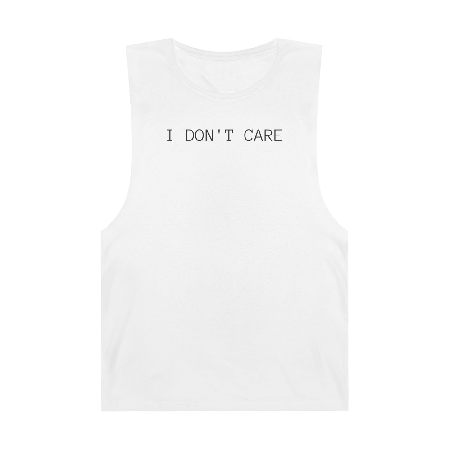 I Don't Care Unisex Barnard Tank - Casual Summer Top, Relaxed Fit Tee, Perfect for Gym, Self-Expression Wear