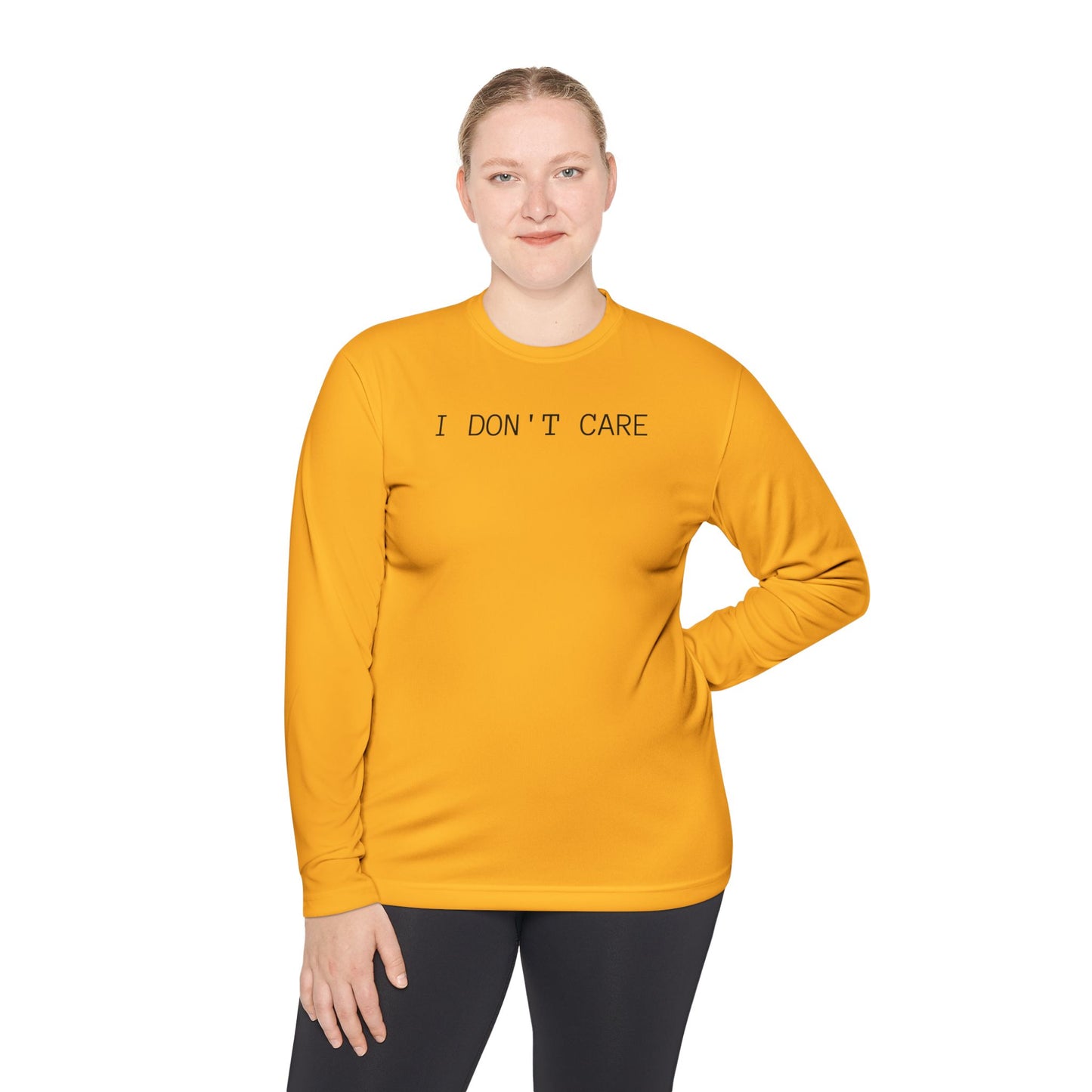 Unisex Lightweight Long Sleeve Tee - I Don't Care, Casual Outfit, Everyday Wear, Stylish Layering