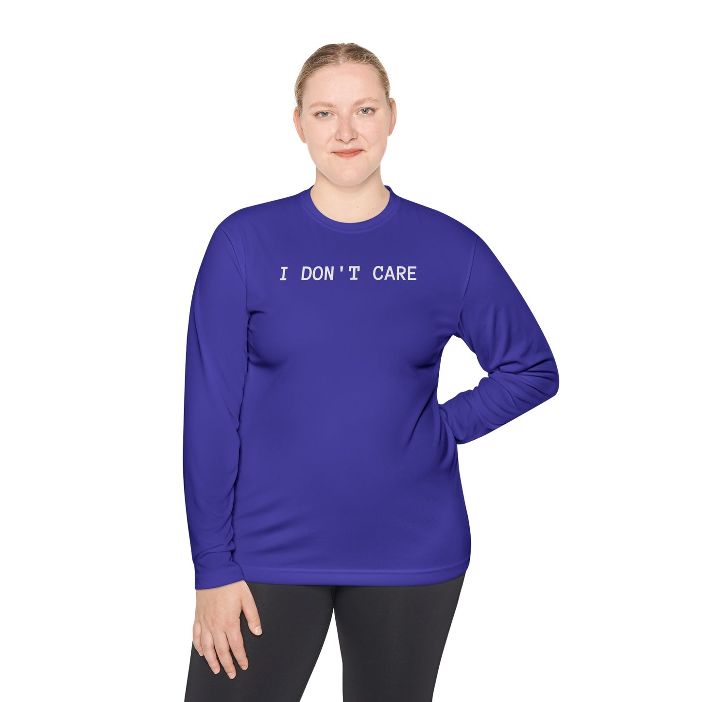 Unisex Lightweight Long Sleeve Tee - I Don't Care, Casual Outfit, Everyday Wear, Stylish Layering