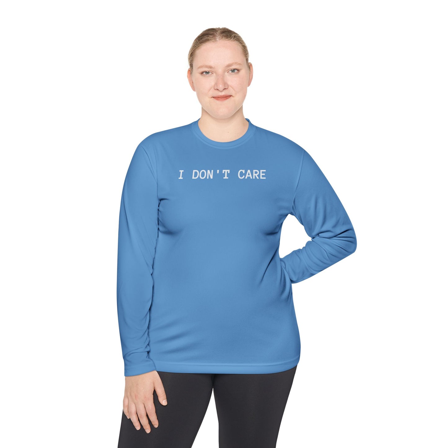 Unisex Lightweight Long Sleeve Tee - I Don't Care, Casual Outfit, Everyday Wear, Stylish Layering