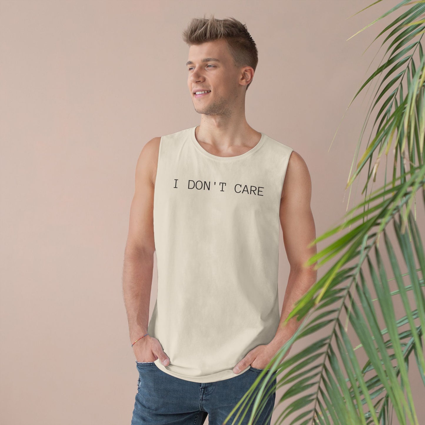 I Don't Care Unisex Barnard Tank - Casual Summer Top, Relaxed Fit Tee, Perfect for Gym, Self-Expression Wear