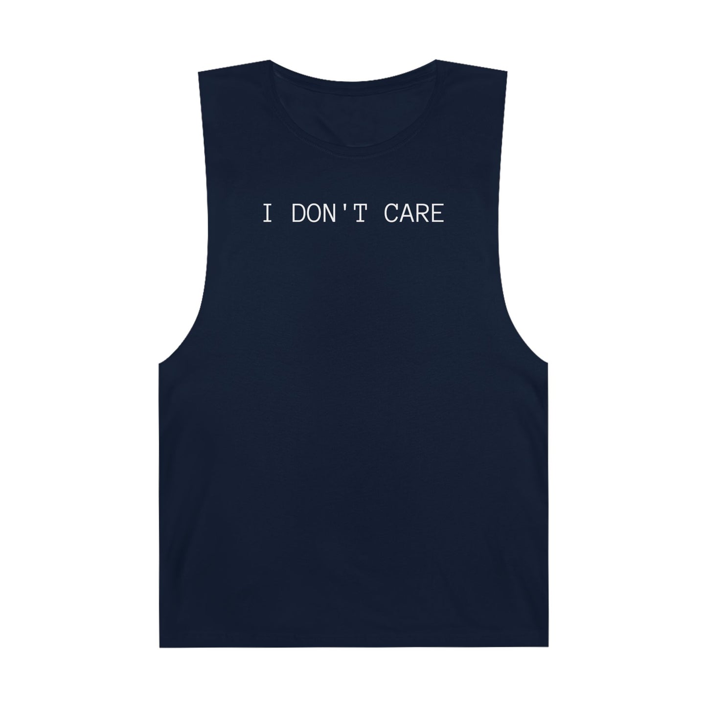 I Don't Care Unisex Barnard Tank - Casual Summer Top, Relaxed Fit Tee, Perfect for Gym, Self-Expression Wear