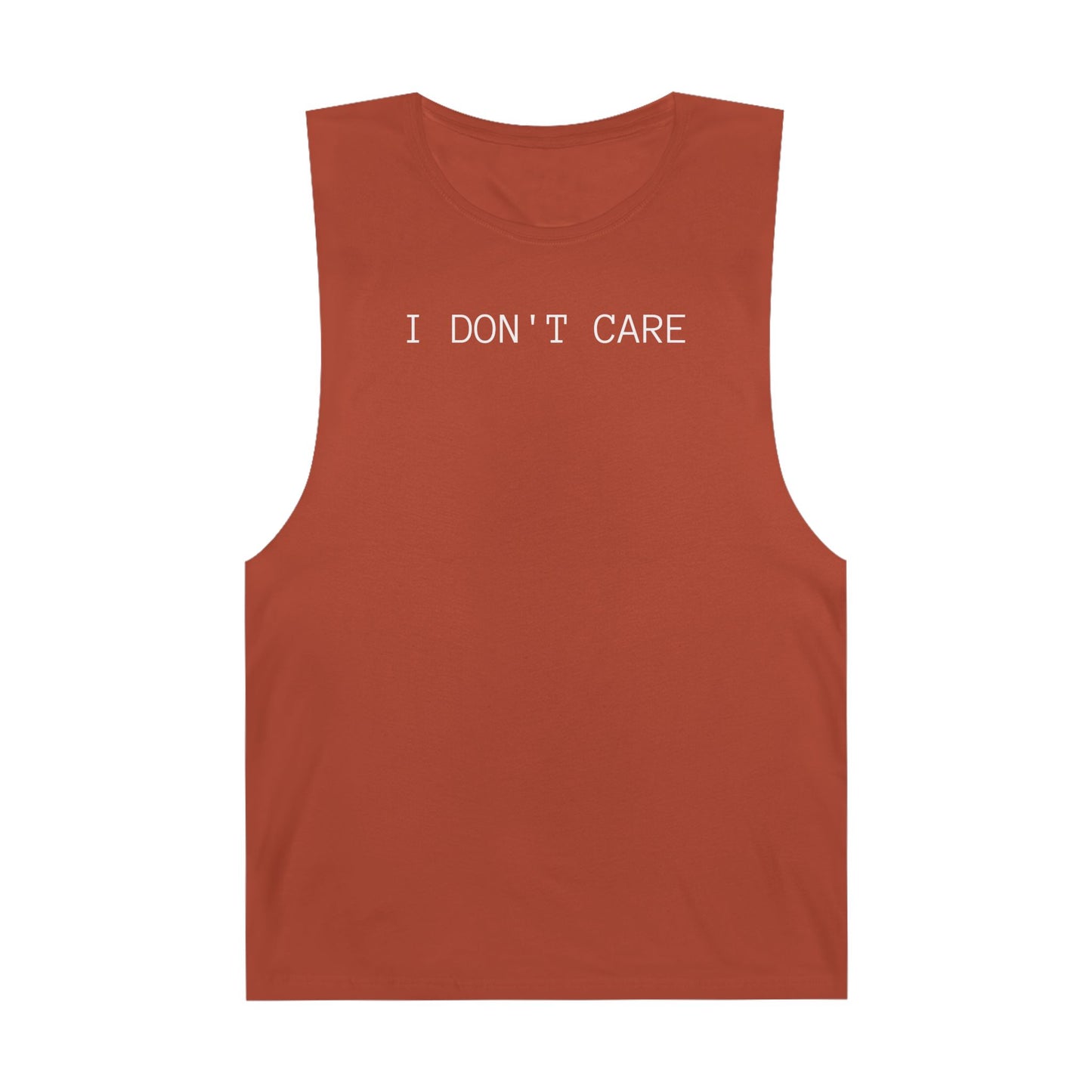 I Don't Care Unisex Barnard Tank - Casual Summer Top, Relaxed Fit Tee, Perfect for Gym, Self-Expression Wear