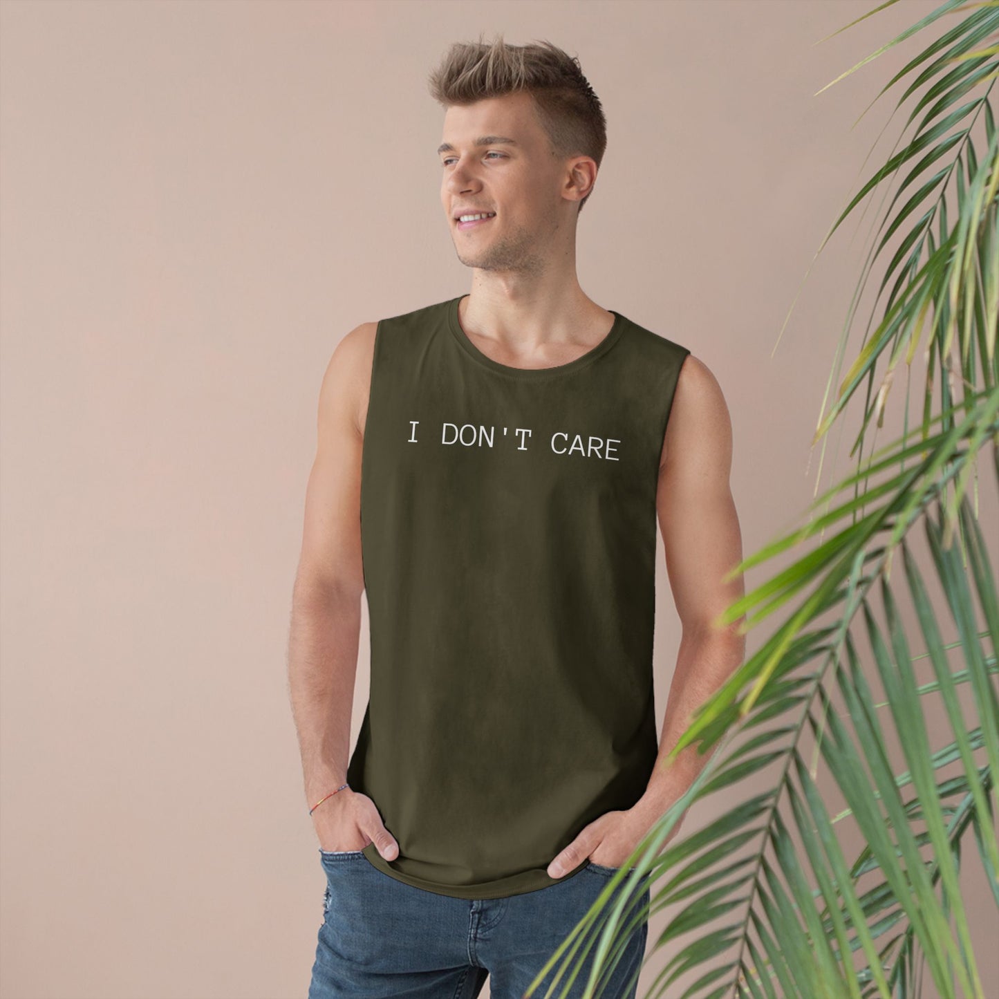 I Don't Care Unisex Barnard Tank - Casual Summer Top, Relaxed Fit Tee, Perfect for Gym, Self-Expression Wear